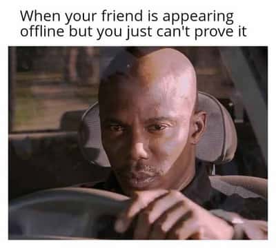 Doakes sus meme staring suspiciously when your friend is appearing offline but you can't prove it