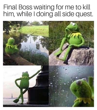 Kermit waiting meme skip final boss