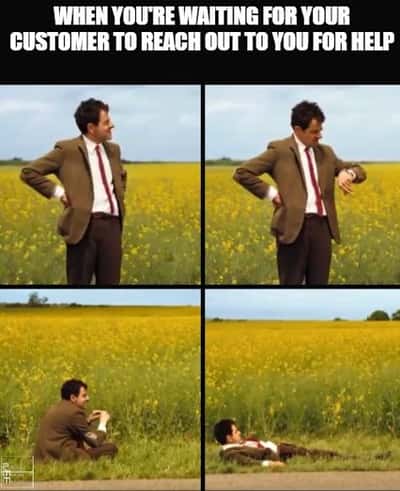 Mr.Bean waiting meme waiting for customer help
