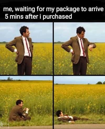 Mr.Bean Waiting meme waiting for package