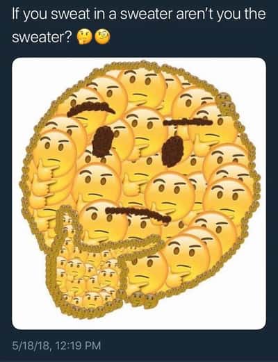 Emoji meme giant thinking face made of tiny thinking emojis