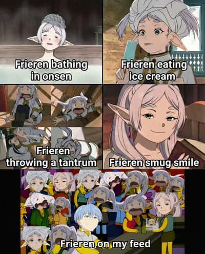 Frieren meme on my feed smug smile tantrum overload