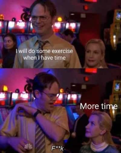 Angela scares dwight meme about putting off exercise for more time