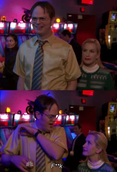 Angela scared Dwight Meme Template