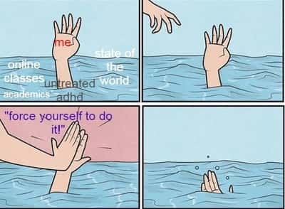 Drowning high five meme untreated adhd student told to force themselves