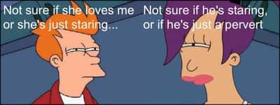 Futurama fry suspicious meme staring confusion vibe