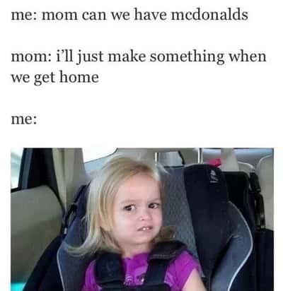 Side eye chloe meme side eyeing mom after being denied mcdonalds for home cooked meal