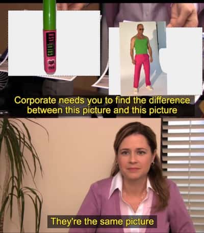 They're the same picture meme green mascara outfit match