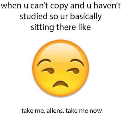 Emoji meme defeated face when you can't cheat on an exam you didn't study for