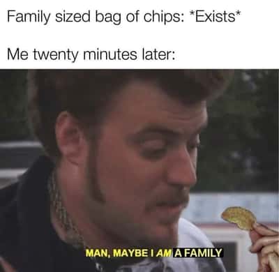 Ricky meme eats all family chips