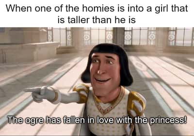Farquaad pointing meme friends teasing short guy crush