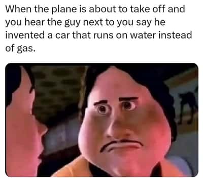 Monster house staring face meme stunned hearing guy next to you invented water car before plane takeoff