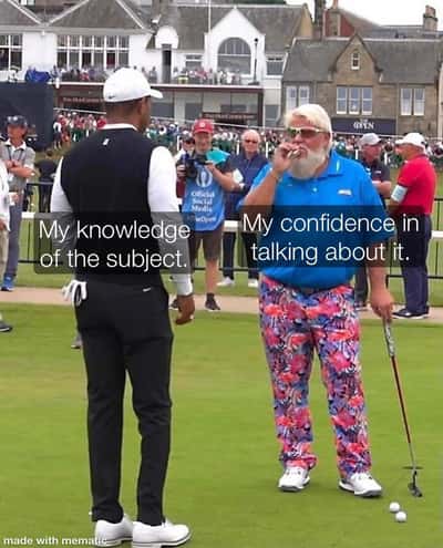 John daly meme shows knowledge vs overconfidence