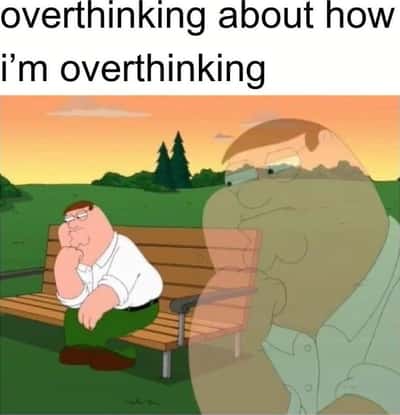 Peter Griffin recursive overthinking meme lost in endless looping park bench thoughts