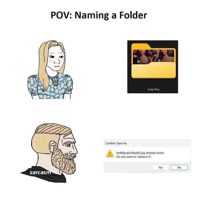 Wojak meme naming folders absurdly