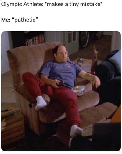 George Costanza pathetic meme judging Olympic athletes for tiny mistakes