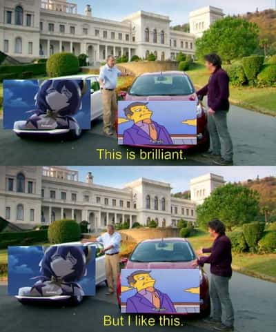 Top Gear two cars pathetic reaction meme that unironically picks the dumber option