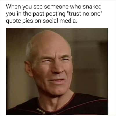 Squinty picard meme side-eyeing a snake’s hypocritical posts