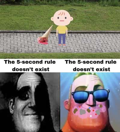 Mr incredible meme eats dropped ice cream ignoring 5 second rule