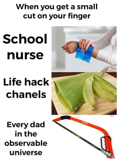 Dad meme overreacts to small finger cut