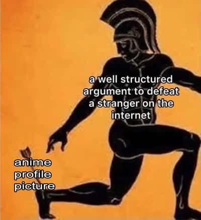 Greek warrior meme drops internet argument for anime profile picture