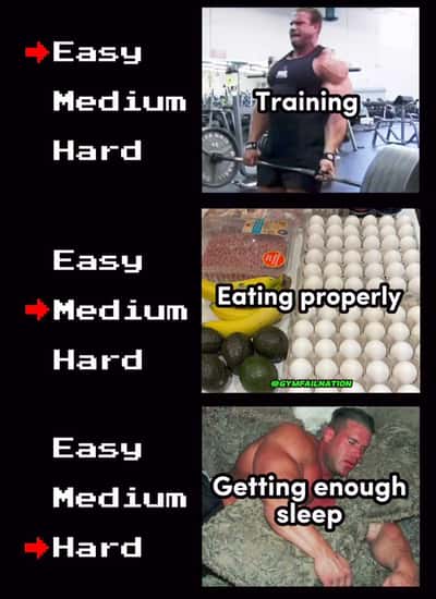 Gym difficulty meme ranks training diet sleep hardest