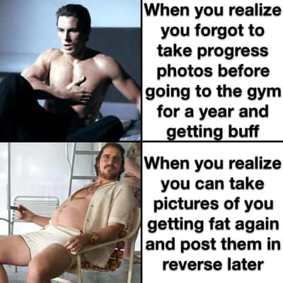 Christian bale meme forgot gym progress photos post in reverse