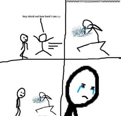 Stickman meme cries unbelievably hard to show friend