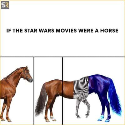Star wars movies horse meme cut into 3 parts
