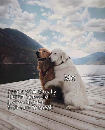 Me hugging listener meme feels warm