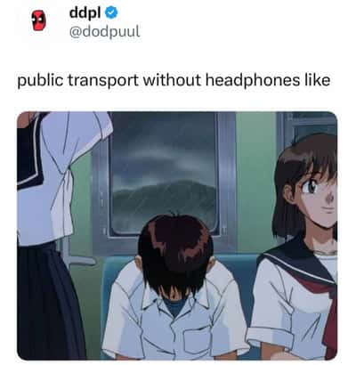 Public transport no headphones meme feeling very awkward