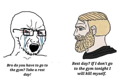 Yelling and crying man meme obsessed gym fanatic dialogue