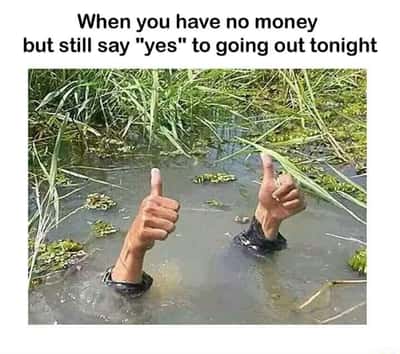 Drowning thumbs up meme broke person agreeing to hangout