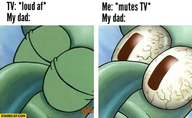 Sleeping squidward meme stares after you mute loud tv