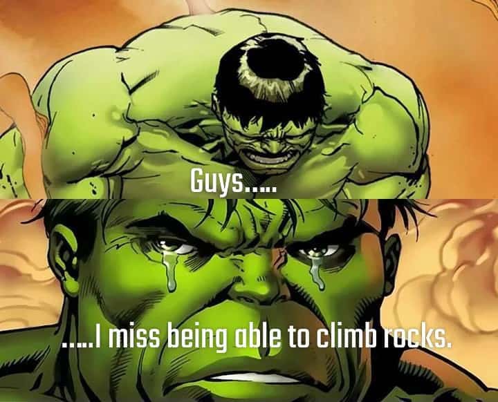 Crying hulk meme opens up about missing his old rock climbing hobby