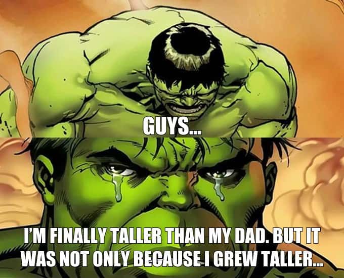 Crying hulk meme sad he outgrew dad