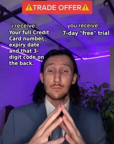 Trade Offer Meme - Credit Card For 7-Day Free Trial Math Class
