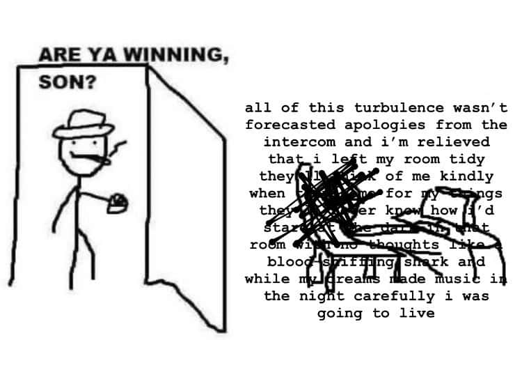 Are ya winning son meme reads weird typed poem
