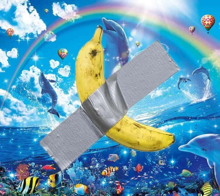 Rainbow dolphin meme banana taped