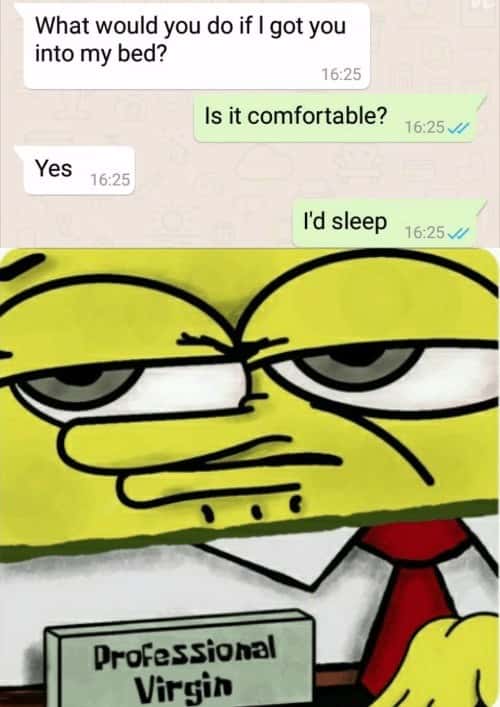 SpongeBob Professional Retard Meme: What would you do if I got you into my bed SpongeBob Professional Retard Meme: What would you do if I got you into my bed