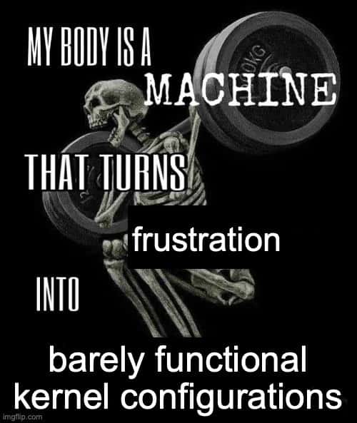 My body is a machine meme turns frustration into kernel configurations