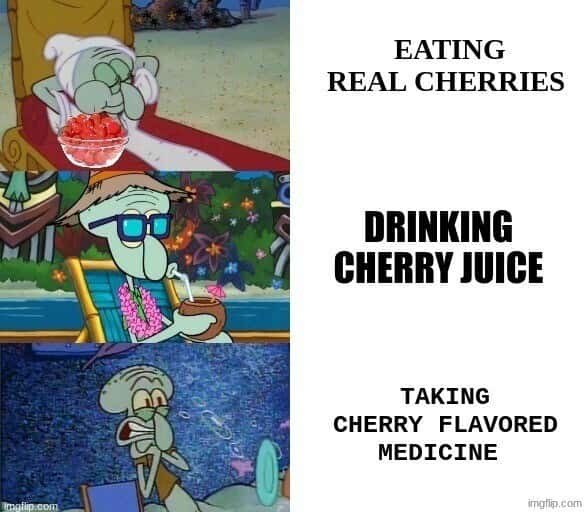 Cherry Meme: Eating Cherries vs Juice vs Medicine
