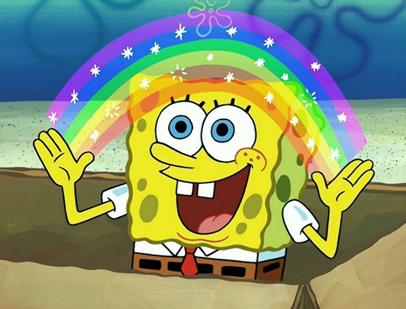 Spongebob rainbow meme template