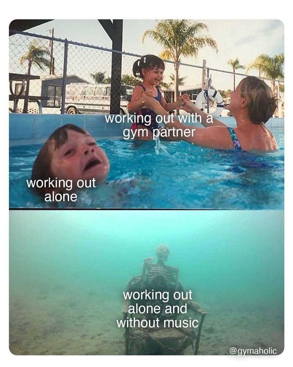 Drowning kid meme working out alone without music