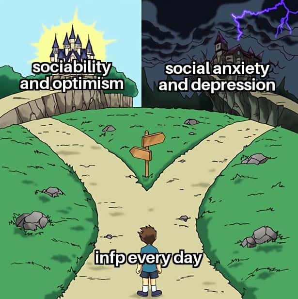 The Two Paths Meme: Sociability and Optimism vs Social Anxiety and Depression