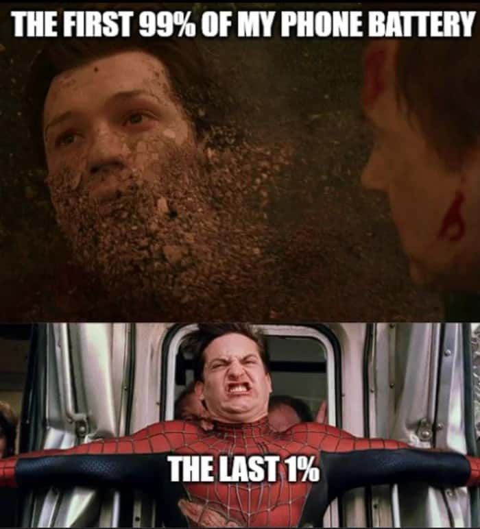 The first 99% and last 1% of phone battery
