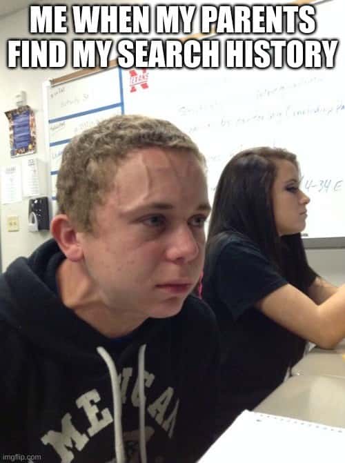 Vein Forehead Guy Meme: Me when my parents find my search history