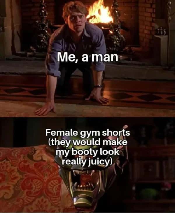 Green goblin mask meme man wants gym booty shorts Green goblin mask meme man wants gym booty shorts