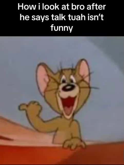 Jerry pointing meme looking at bro saying talk tuah isn't funny Jerry pointing meme looking at bro saying talk tuah isn't funny