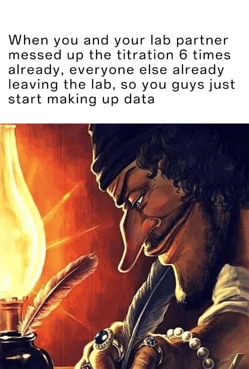 Blackbeard writing meme faking lab data